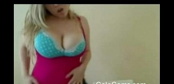  Cute busty curvy teen tease on webcam